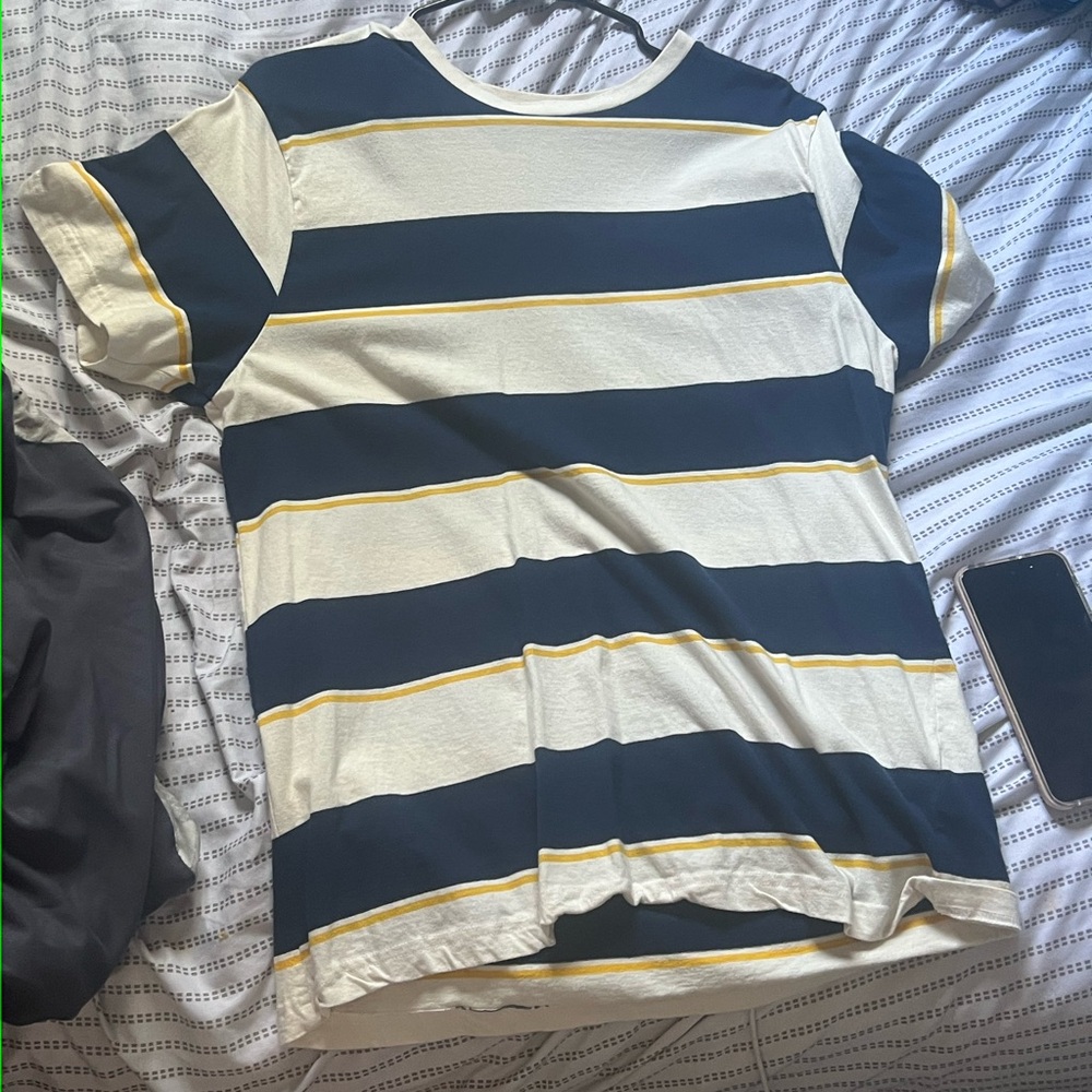 Navy and White Striped Men's Tee